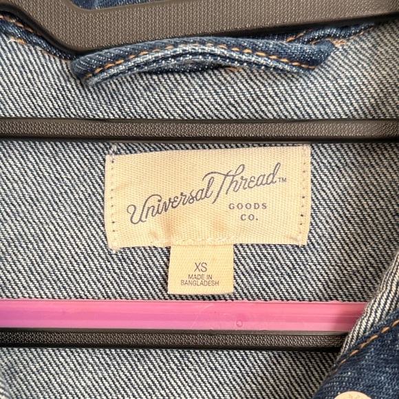 Dark Blue Denim Jacket with Silver Snap Buttons - Picture 3 of 4